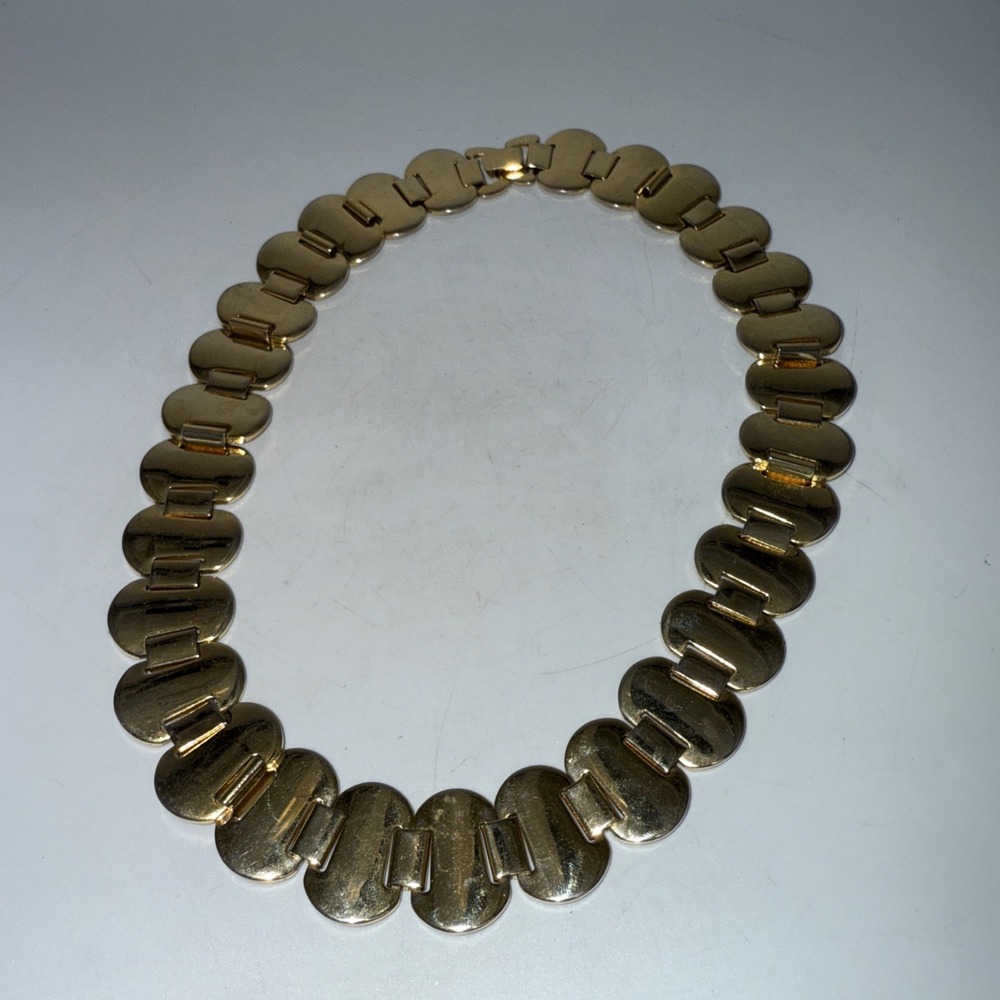 Vintage‎ gold-toned bib choker necklace Omega CLEOPATRA Marked Korea